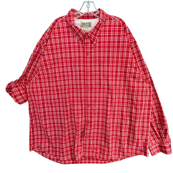 Duluth Trading Co Shirt Mens 3XL Red Plaid Vented Fishing Long Sleeve Outdoors - Picture 1 of 15